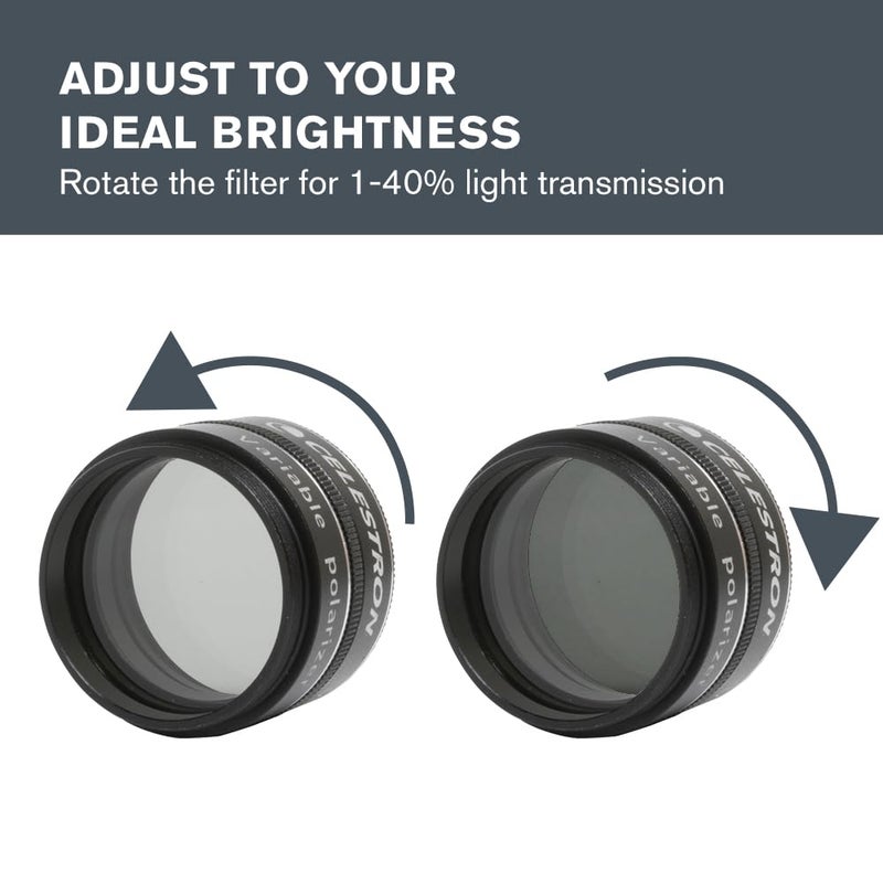 Celestron 94107 Variable Polarizing Moon Filter - Reduces Brightness and Glare, Compatible with 1.25" Eyepieces and Suitable for Lunar, Venus & Double Star Observation, Black - Image 3